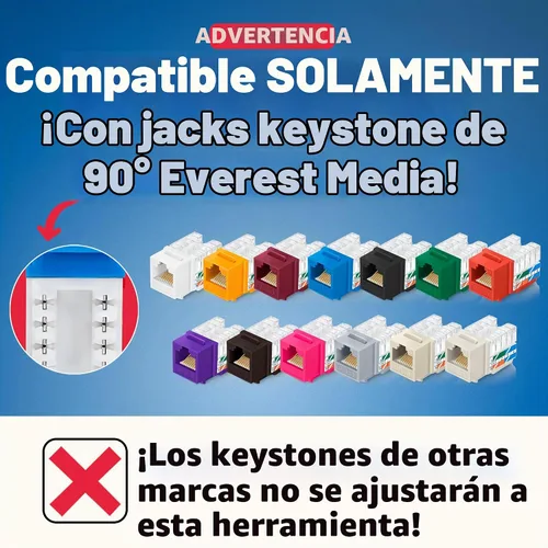 Vista 2 de Everest easyJACK - Herramienta Keystone de Terminación Rápida en Ángulo de 90° - Herramienta de Ponchado de Red que Ahorra Tiempo - Para Usar