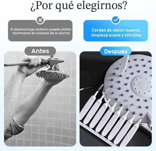 Vista 4 de Cepillo de limpieza para cabezal de ducha para agujeros pequeños, cepillo de limpieza antiobstrucción de espacios mejorado 2026, cepillos