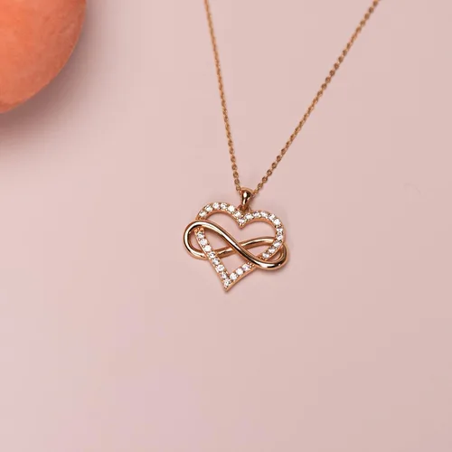 Vista 8 de Sash & Soph Collar de corazón infinito para mujer, collar de corazón de plata de ley 925 para novia, colgante de corazón de amor en cadena de 18