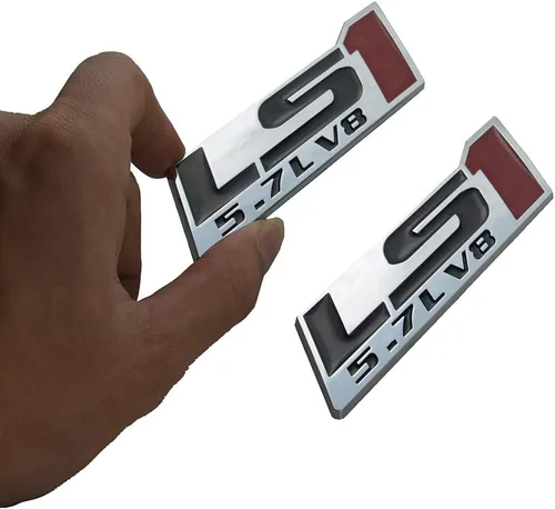 Vista 6 de 2 calcomanías LS1 5.7L V8 para guardabarros, placa de identificación (rojo cromado)