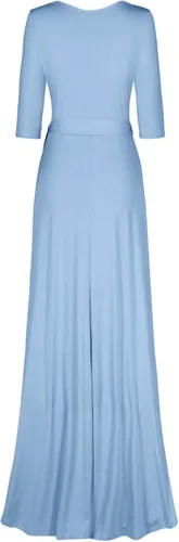 Vista 2 de Bon Rosy maxi vestido ceñido de mangas 34 y escote en V liso para mujer