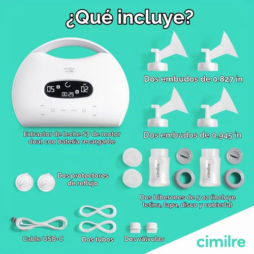 Vista 2 de Extractor de leche eléctrico doble recargable Cimilre S7 Dual Pro