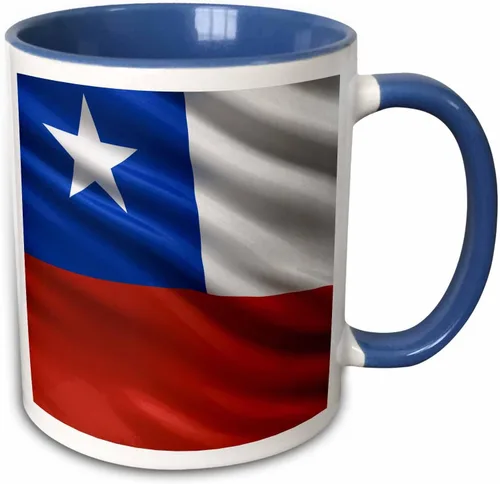 Vista 12 de 3dRose Taza de cerámica con diseño de bandera de Chile agitando en el viento, 11 onzas Blanco