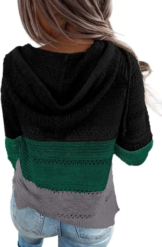 Vista 4 de Sipaya - Sudadera con capucha para mujer, diseño de bloque