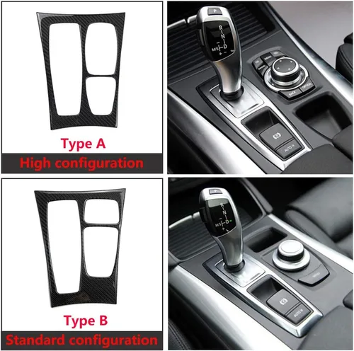 Vista 4 de Thor-Ind Cubierta de panel de caja de engranajes de fibra de carbono para BMW X5 E70 (08-13) X6 E71 (09-14) consola central de cambio de marchas