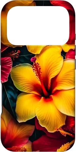 Vista 30 de Hawaiian Tropical Yellow Red Hibiscus Plumeria Case for iPhone 17