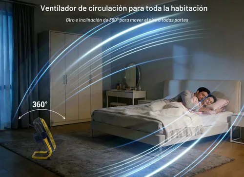 Vista 6 de Geek Aire Ventilador portátil de 12" a batería con aspas de metal, inclinación vertical de 360°, ventilador inalámbrico de 24h de duración