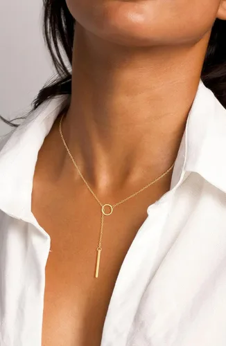 Vista 3 de Picuzzy Lariat Collar de oro para mujer, delicado collar largo chapado en oro de 14 quilatesplata para mujer, collar en forma de Y en capas de moda