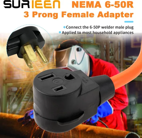 Vista 4 de NEMA L6-30P a 6-50R Generador a Soldador Adaptador Enchufe 1.5FT