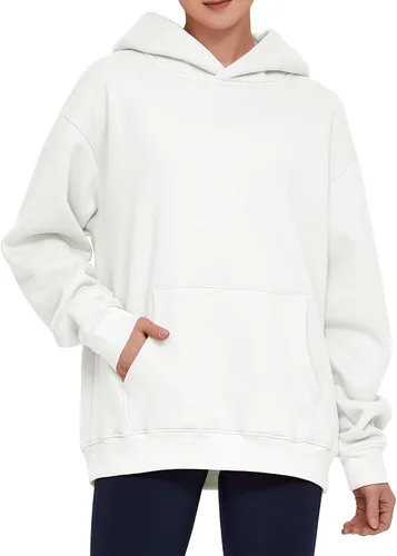 Vista 2 de THE GYM PEOPLE Sudadera con capucha de gran tamaño para mujer, ajuste holgado, forro polar suave, con bolsillos
