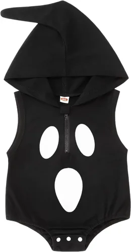 Vista 9 de Mameluco con capucha para bebé niño y niña, disfraz de calabaza Negro-a