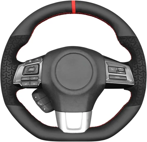 Vista 38 de MEWANT Funda de volante de automóvil transpirable cosida a mano para Subaru WRX 2015-2021 / WRX STI 2015-2021, accesorios para volante Subaru WRX