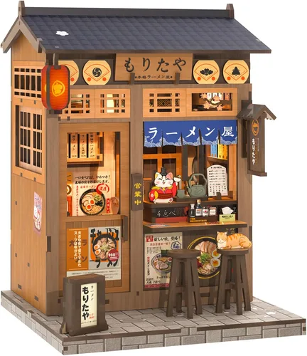 Vista 13 de CUTEBEE Kit de construcción de modelos de madera 3D, caja de música, kit de diorama de bricolaje con luz LED, música, humo de atomización, potencia