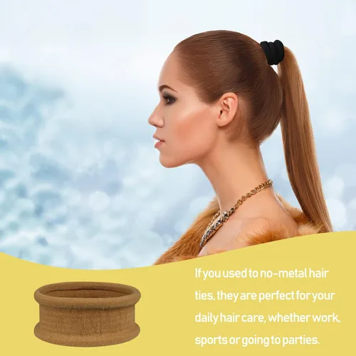 Vista 5 de Lazos gruesos sin costuras, bandas elásticas para el cabello, bandas elásticas para el cabello, bandas elásticas de algodón para cabello grueso