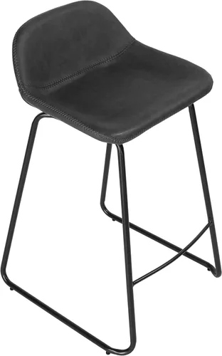 Vista 4 de Cortesi Home Ava - Taburetes de piel sintética color negro carbón (juego de 2)