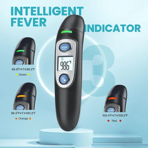 Vista 3 de Termómetro infrarrojo para adultos, termómetro de frente y oído para fiebre, bebés, niños, adultos