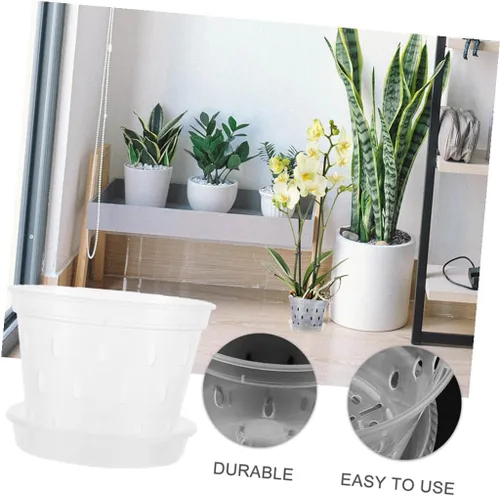 Vista 4 de 2 Sets Plastic Orchid Pots with Saucers and Drain Holes