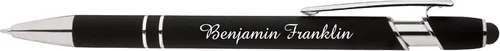 Vista 5 de ExpressDesigns™ - Juego de regalo de bolígrafos personalizados con diario - 2 bolígrafos de metal suave al tacto con cuaderno - Grabado Negro