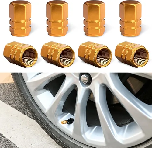Vista 8 de Ziciner 8 PCS Tapas de Vástago de Válvula de Neumático de Coche, Cubiertas de Válvula de Rueda de Aleación de Aluminio con Anillo O de Goma, Juego