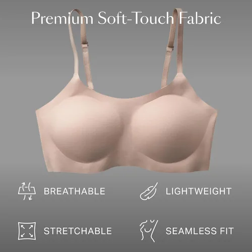 Vista 4 de EBY Bralette de soporte sin costuras con correas ajustables, bralettes para mujer, brasier sin varillas para mujer