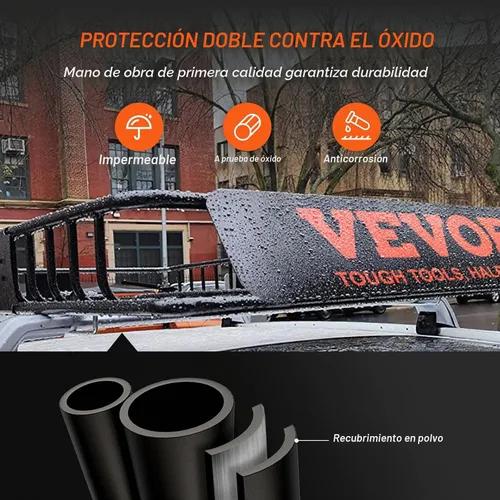 Vista 3 de VEVOR Cesta de Carga para Portaequipajes de Techo, 64" x 39" x 6" Transportador de Carga para Techo con Extensión, Acero Resistente de Servicio