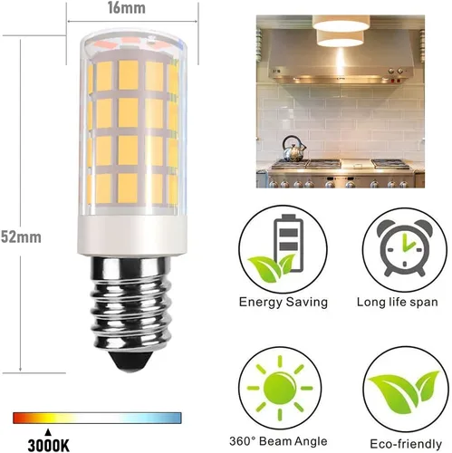 Vista 2 de Bombilla LED E14 E14, bombilla de base europea E14, bombilla de campana de cocina E14, bombilla de araña de 120 V de repuesto para lámpara de sal