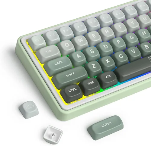 Vista 18 de Guffercty kred XDA Profile - Teclas negras minimalistas 75% Dye-sub PBT con teclas ISO para teclado mecánico MAC 60% 65% 75% 96% (muñeca negra)