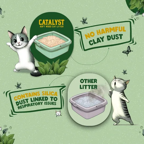 Vista 4 de Catalyst Arena para gatos de madera suave natural (paquete de 2, bolsas de 10 libras) – Control superior del olor, fuerte aglomeración, bajo polvo