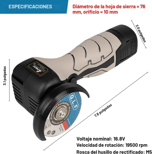 Vista 6 de ZFULVO Kit de amoladora angular de cepillo inalámbrico, mini herramienta de molienda angular eléctrica de 19500 rpm con 2 baterías de 16.8 V 2000