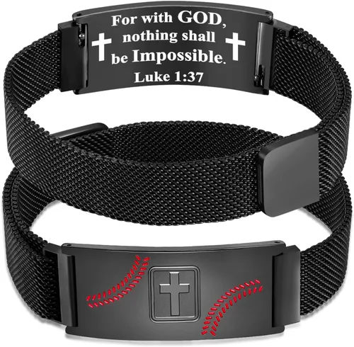 Vista 118 de Regalos de graduación, pulsera de fútbol, fútbol, baloncesto, béisbol, regalos de pulsera, pulseras de cruz de fe para hombres, bautismo, primera