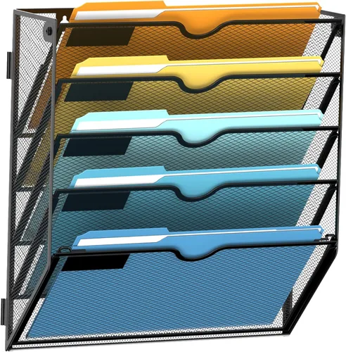 Vista 17 de SUPEASY Organizador de archivos de pared colgante de 10 niveles con ganchos Negro