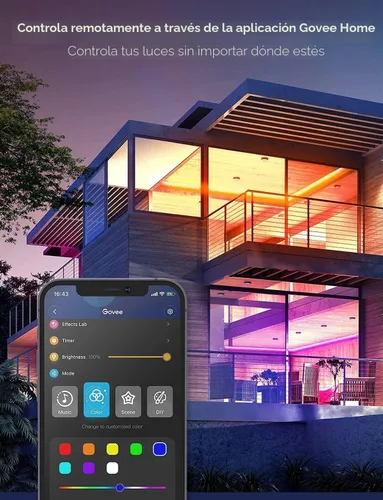 Vista 3 de Tira de luces LED WiFi inteligente funciona con Alexa, Google Home; 16.4 pies, 32.8 pies; 5050 LED, 16 millones de colores, aplicación de teléfono