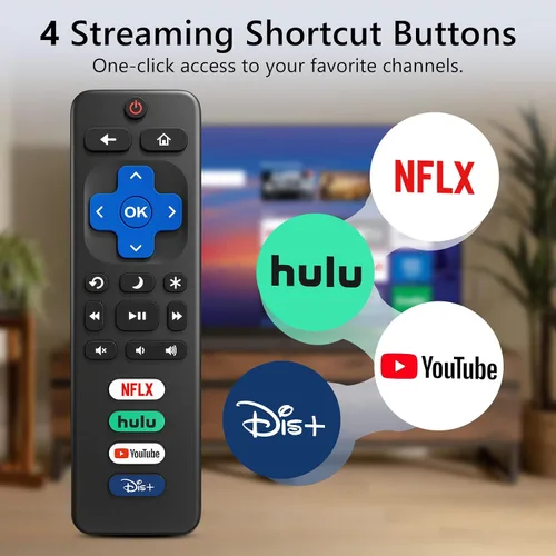 Vista 4 de (Pack of 4) for Roku-TV-Remote-Control-Replacement, Universal Remote for TCL/Onn/Hisense/Sharp/Philips Roku Smart TVs