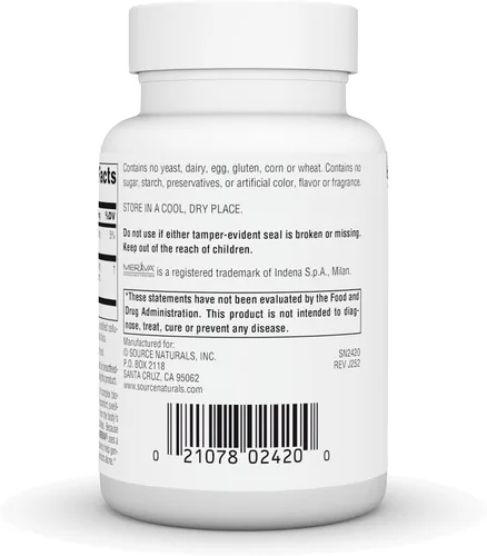Vista 4 de Source Naturals Cúrcuma con Meriva, alivia las molestias de las actividades cotidianas* - 500 mg, 60 tabletas