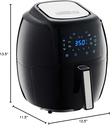 Vista 8 de GoWISE USA - Freidora de aire digital 8 en 1 de 1700 vatios 5.8 cuartos de galón con libro de recetas, color negro