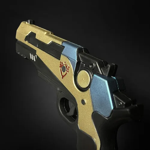 Vista 2 de otaku gear Réplica de pistola decorativa de espuma, accesorio de disfraz para cosplay, juegos de rol y exhibición para adultos, Dorado
