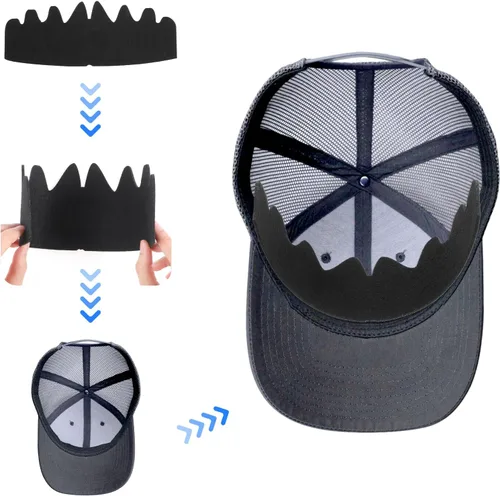 Vista 4 de YUXIANLB 6 piezas de gorras de béisbol negras, flexibles, lavables, reutilizables, para gorras, inserciones de ajuste de gorras, de fieltro