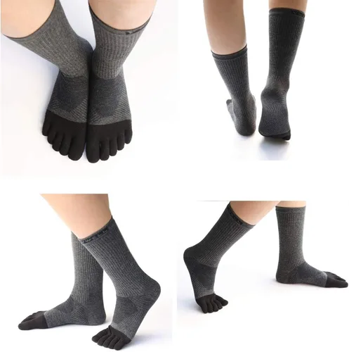 Vista 4 de VWELL Calcetines de algodón atléticos para correr de cinco dedos, 3 pares, talla 7-11