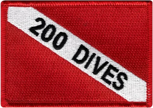 Vista 3 de Parche bordado de 100 inmersiones para buceo, emblema de bandera de buceo, recuerdo