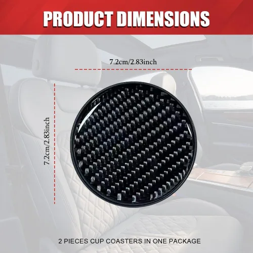 Vista 2 de 2 PCS Posavasos para Portavasos de Automóvil, Posavasos Integrados Antideslizantes de Fibra de Carbono, Inserto Universal de Portavasos de 2.75
