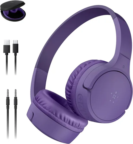 Vista 8 de Belkin SoundForm Mini - Auriculares inalámbricos Bluetooth para niños, batería de 30 horas, límite de volumen seguro de 85 dB, micrófono integrado
