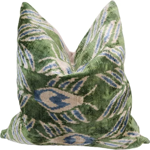Vista 5 de CANVELLO -Exquisita almohada/cojín de plumón: almohadas de plumas elegancia y arte Almohadas icónicas con diseño Ikat Seda de terciopelo suave