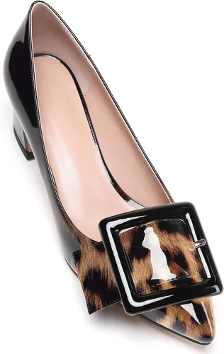 Vista 4 de YODEKS Zapatos de tacón puntiagudo para mujer, zapatos de tacón grueso de 2 pulgadas, zapatos de vestir clásicos de oficina y uso diario de 2