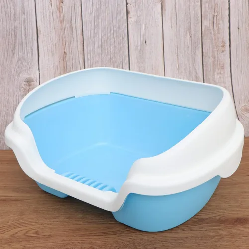 Vista 7 de ULTECHNOVO Caja de arena abierta para gatos con lado alto, bandeja de arena para gatos, inodoro para gatitos con cuchara de tamizar, arena extraíble
