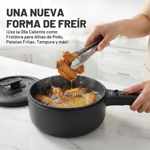 Vista 7 de Ceramax PRO Olla Eléctrica Caliente con Tapa y Vaporera, Sartén de Cocina de Cerámica No Tóxica de 1.5L para Ramen, Huevos, Pasta, Portátil