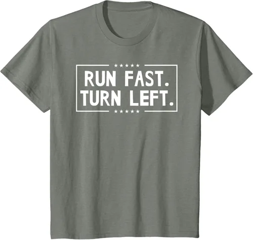 Vista 104 de Run Fast Turn Left - Camiseta para correr de pista y campo