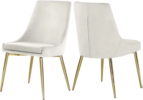 Vista 12 de Meridian Furniture Karina Collection Modern - Silla de comedor tapizada de terciopelo contemporánea con patas de metal resistentes, juego de 2, 19.5
