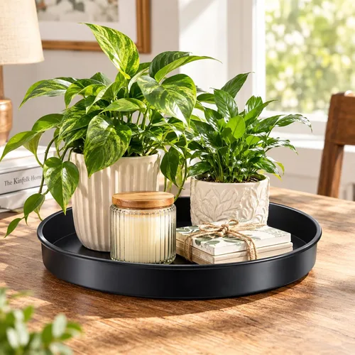 Vista 2 de Amolliar Bandeja para platillos para plantas, platillos giratorios de metal