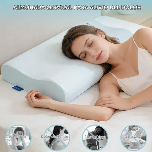 Vista 6 de Almohada cervical para aliviar el dolor de cuello, almohadas de apoyo para el cuello para dormir, almohada de espuma viscoelástica de contorno