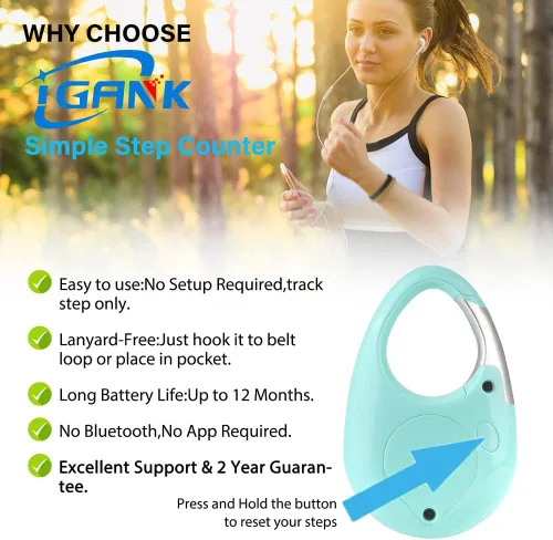 Vista 3 de Podómetro simple para caminar, contador de pasos 3D para hombres, mujeres y niños Negro